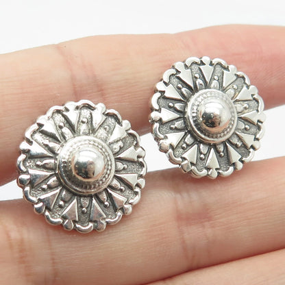 925 Sterling Silver Vintage Round Screw-Back Earrings