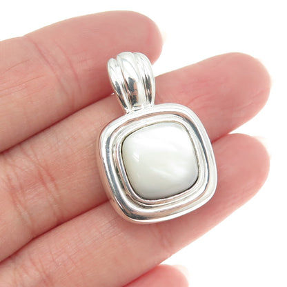 925 Sterling Silver Vintage Real Mother-of-Pearl Pendant