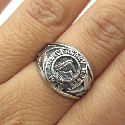 925 Sterling Silver Vintage 1973 Anniversary Month Signet Ring Size 7