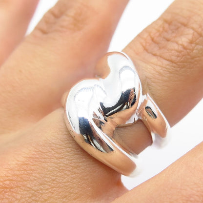 925 Sterling Silver Vintage Wide Crossover Ring Size 6