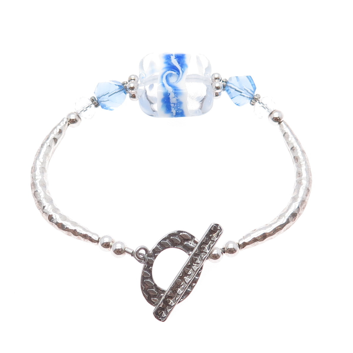 JOSHUA BENBASSAT JBB 925 Sterling Silver Vintage Murano Glass Bracelet 6.25"