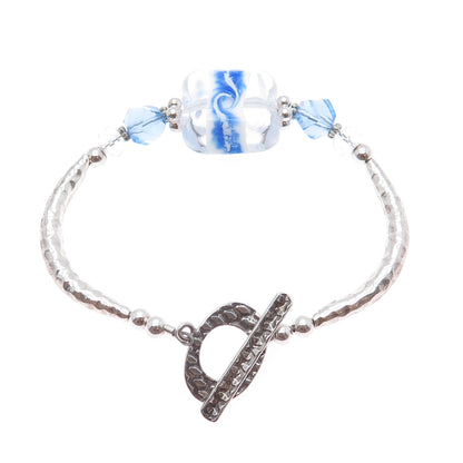 JOSHUA BENBASSAT JBB 925 Sterling Silver Vintage Murano Glass Bracelet 6.25"