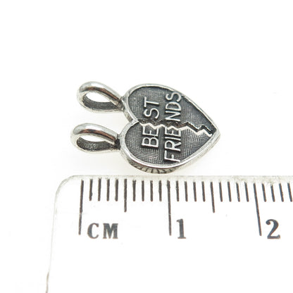 925 Sterling Silver Vintage "Best Friends" Torn Heart Pendant