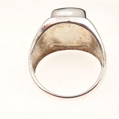 925 Sterling Silver Vintage Real Black Onyx Ring Size 14.25