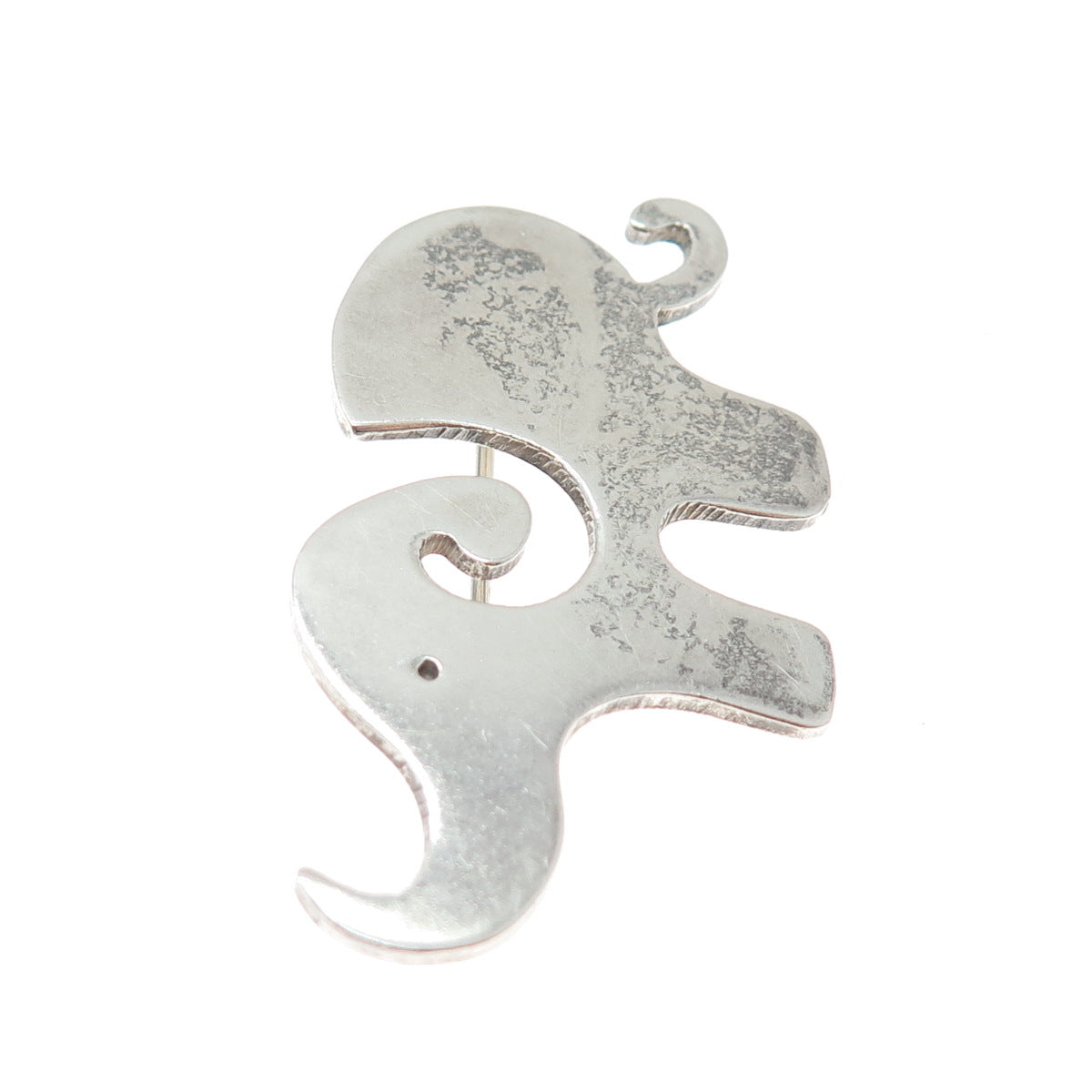 925 Sterling Silver Vintage Mexico Modernist Elephant Pin Brooch