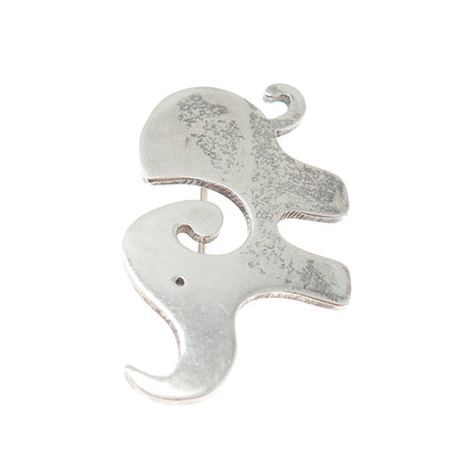 925 Sterling Silver Vintage Mexico Modernist Elephant Pin Brooch