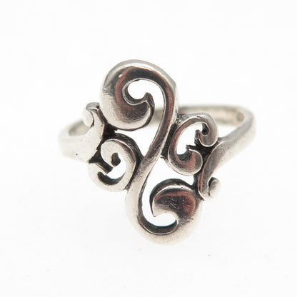 925 Sterling Silver Vintage Modernist Swirl Oxidized Ring Size 6