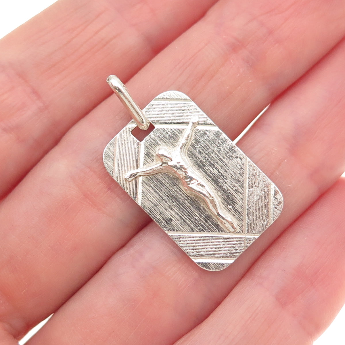 925 Sterling Silver Vintage Italy Jesus Tag Charm Pendant