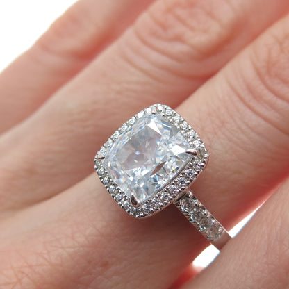 DSMK 925 Sterling Silver Cushion & Round-Cut Shaped C Z Sparkle Ring Size 7.25