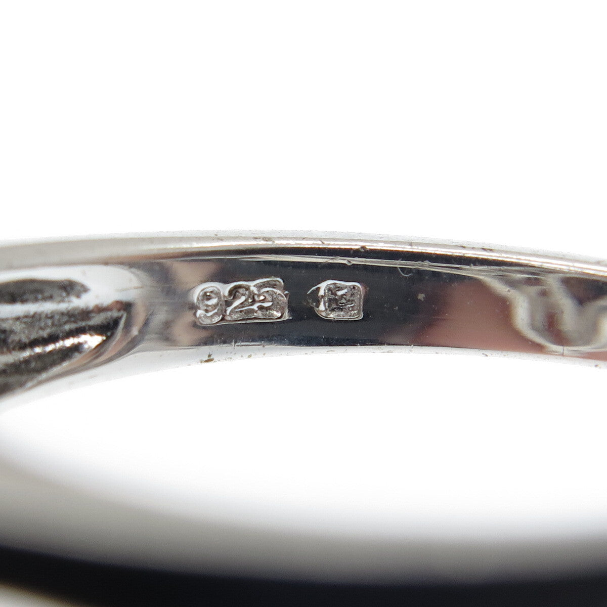 925 Sterling Silver Real White Diamond & Smoky Quartz Ornate Ring Size 10.25