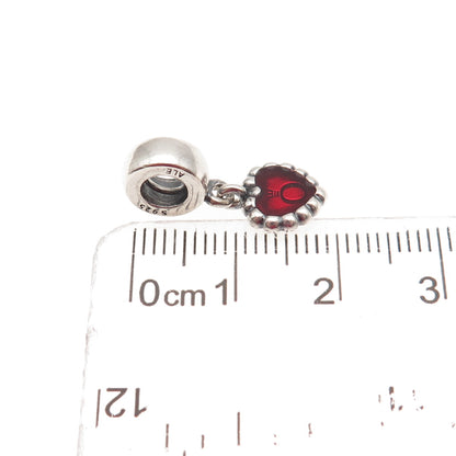 Pandora 925 Sterling Silver Red Enamel Forever Heart Dangle Charm