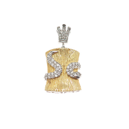 925 Sterling Silver Gold Plated C Z Snake Charm Pendant