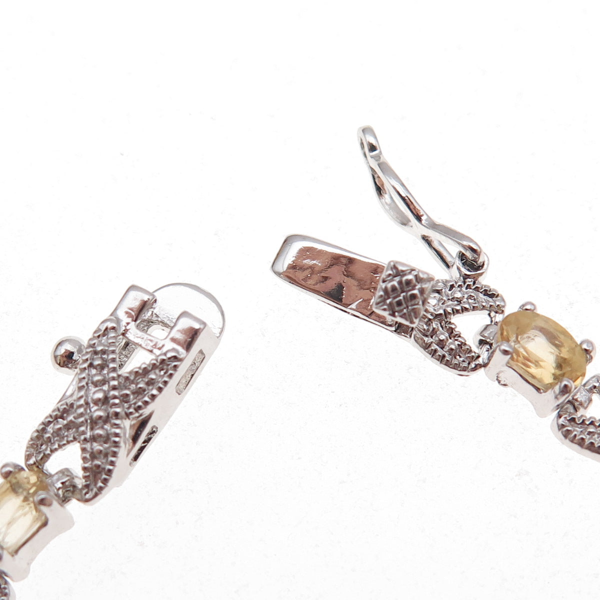 Dee Berkle Sterling Silver Real Diamond Accent & Citrine Infinity Bracelet 7.25"