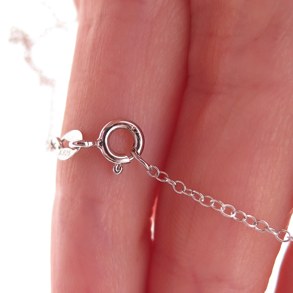 Jane Seymour 925 Sterling Silver Real Diamond Mom Heart Cable Chain Necklace 18"