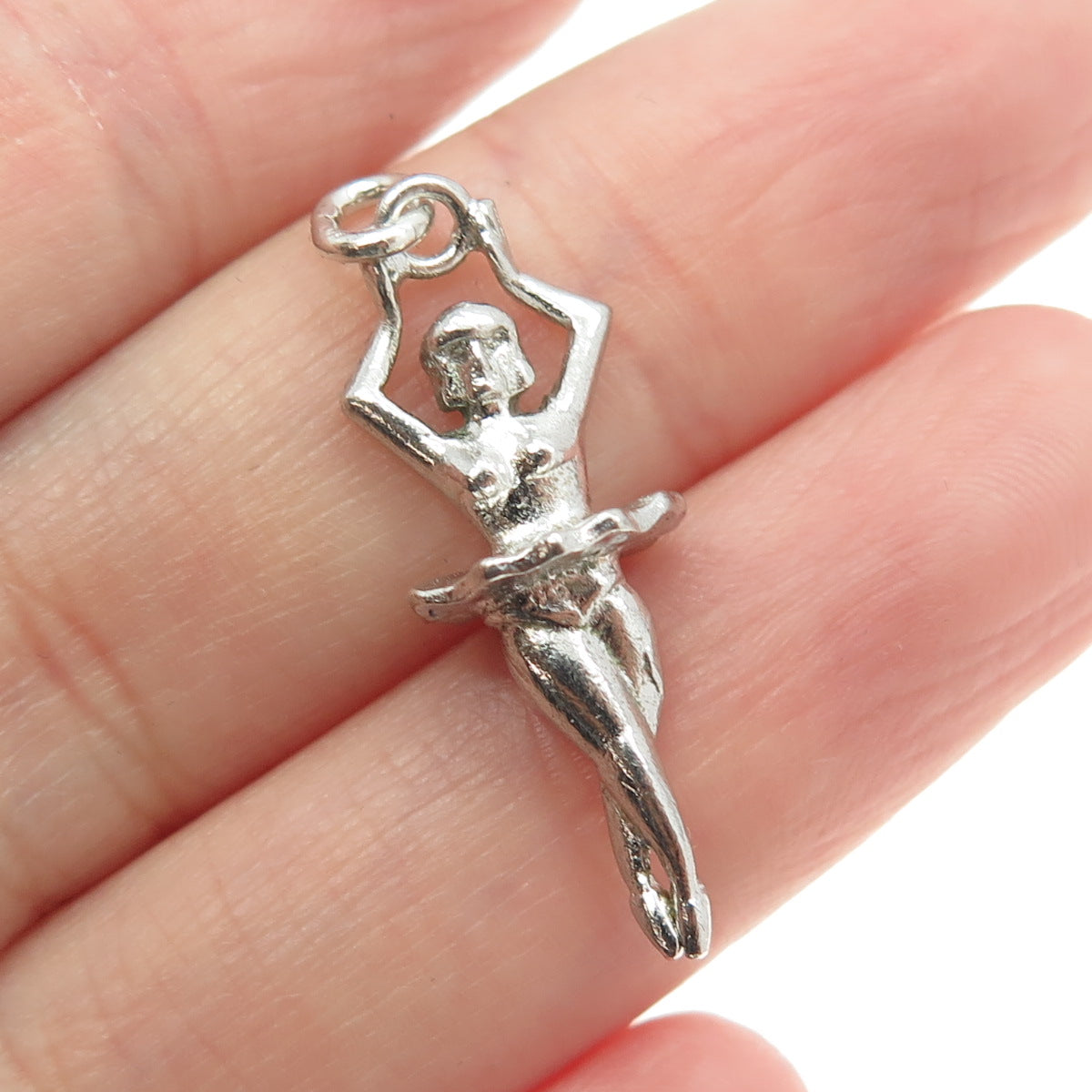 925 Sterling Silver Vintage Ballerina Dancer Girl 3D Pendant