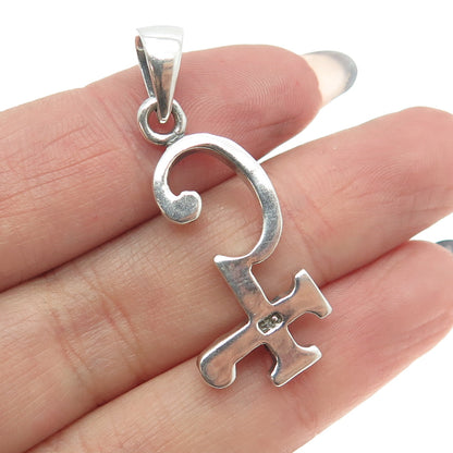 925 Sterling Silver Vintage Letter "Q" Initial Modernist Pendant