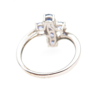 Chuck Clemency 925 Sterling Silver Real Round-Cut Tanzanite Cross Ring Size 7