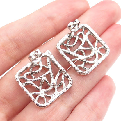 925 Sterling Silver Vintage Modernist Swirl Ornate Earrings