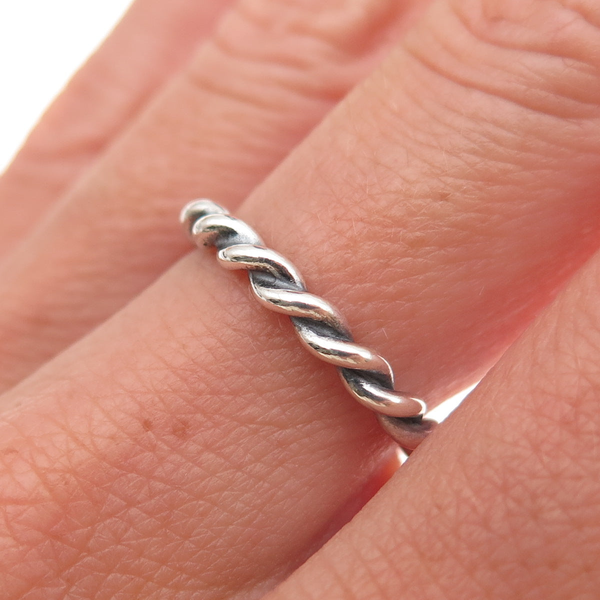 Pandora 925 Sterling Silver Twisted Band Ring Size 6