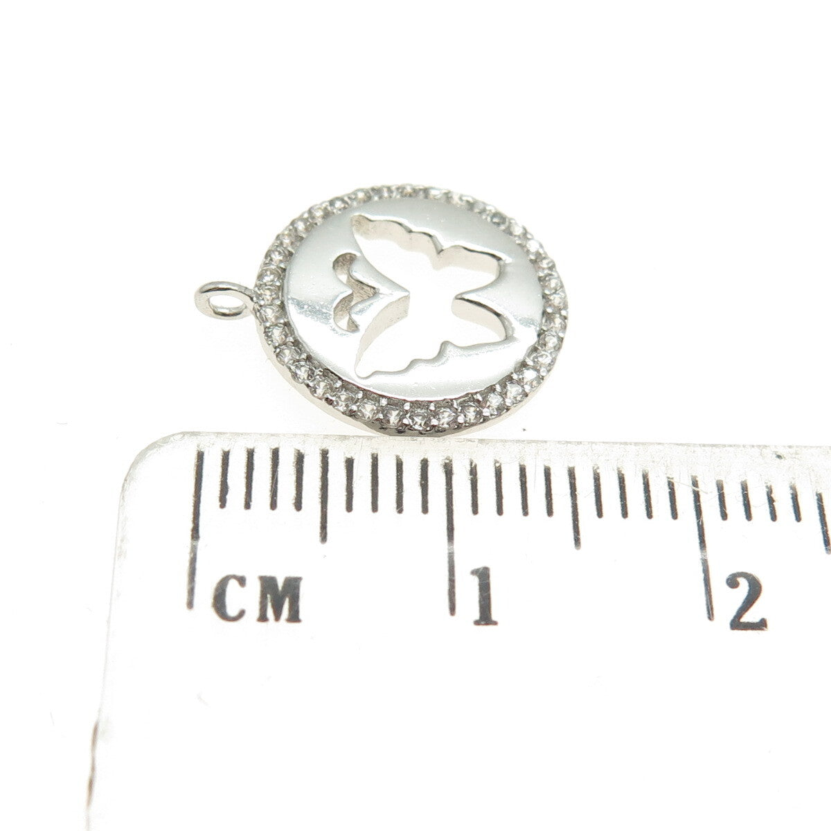 925 Sterling Silver Round-Cut C Z Butterfly Minimalist Charm Pendant