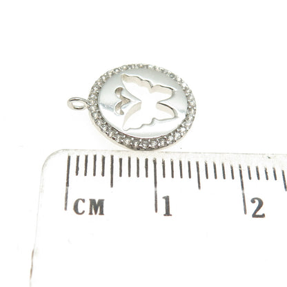 925 Sterling Silver Round-Cut C Z Butterfly Minimalist Charm Pendant
