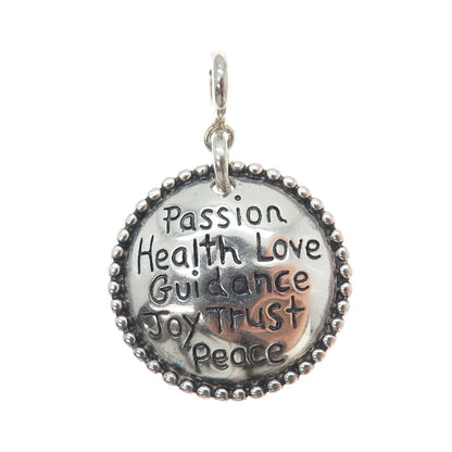 925 Sterling Silver Vintage Galatians 5:22 Oxidized Spring Ring Lock Pendant