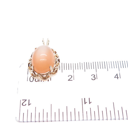 925 Sterling Silver Gold Plated Vintage Optic Fiber Cat's Eye Minimalist Pendant