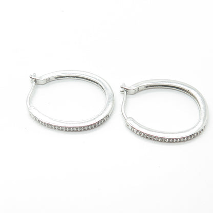 925 Sterling Silver Sun Real White Diamond Half Eternity Hoop Earrings