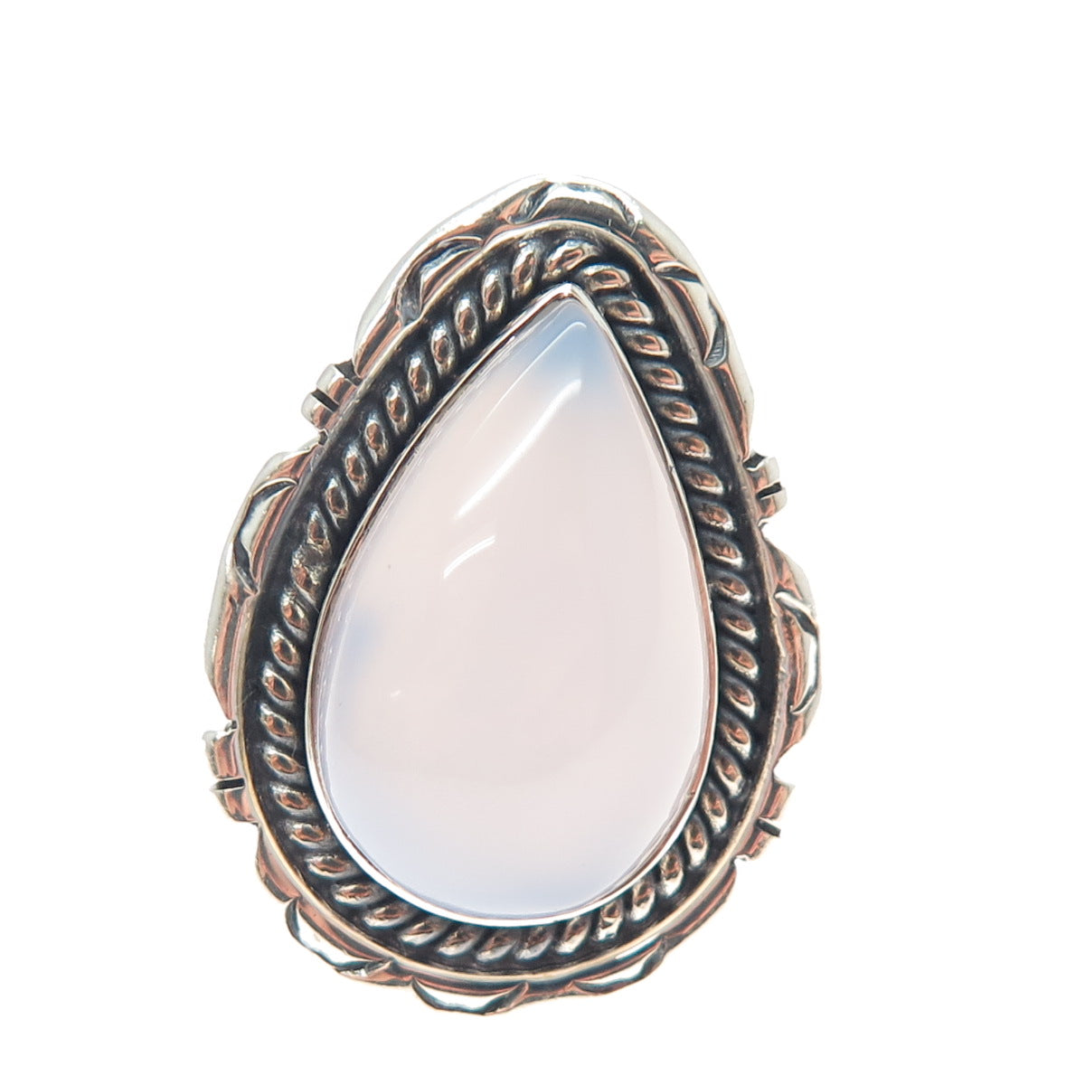 925 Sterling Silver Vintage Southwestern Real Chalcedony Teardrop Ring Size 7