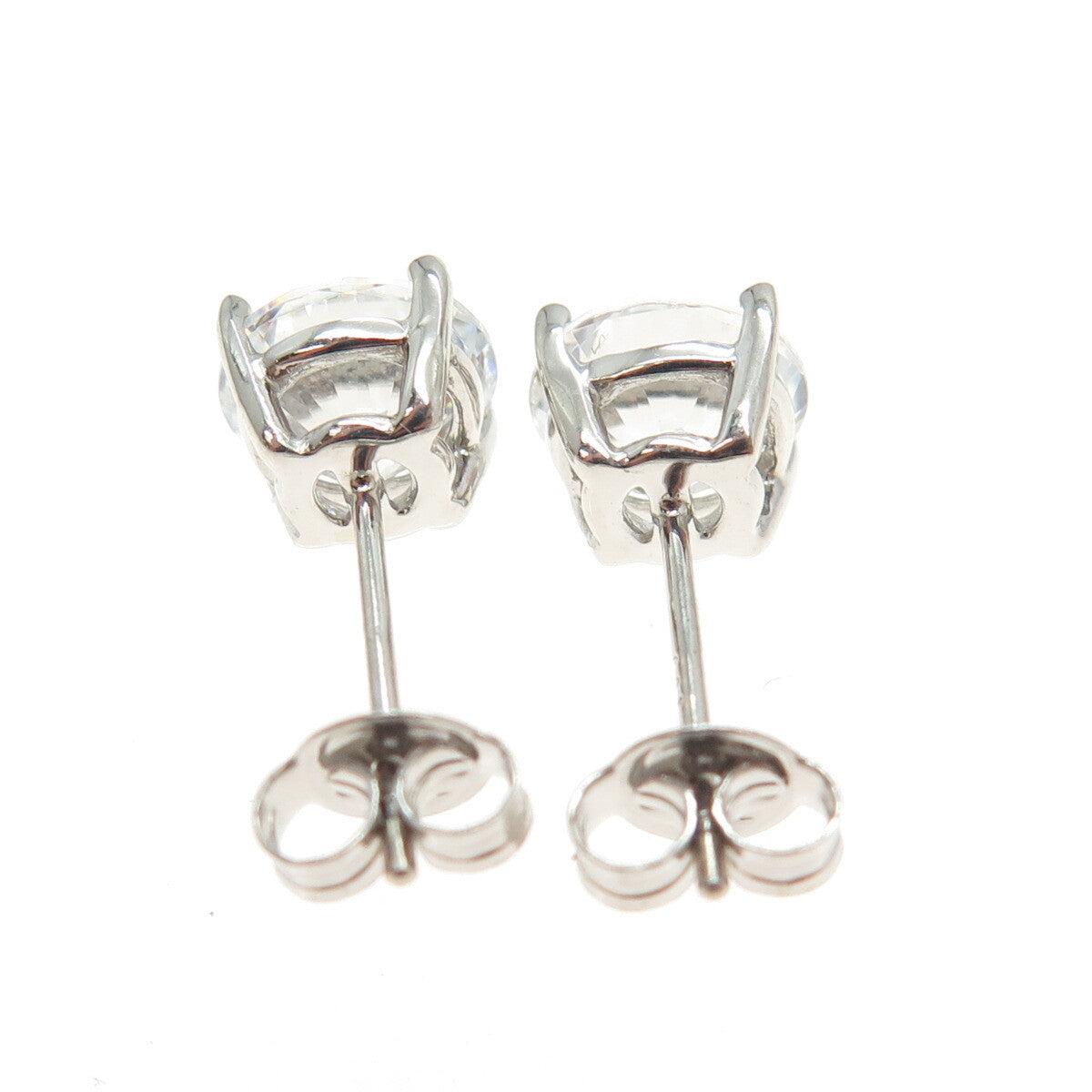 925 Sterling Silver Round-Cut C Z Stud Earrings
