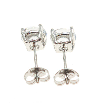 925 Sterling Silver Round-Cut C Z Stud Earrings
