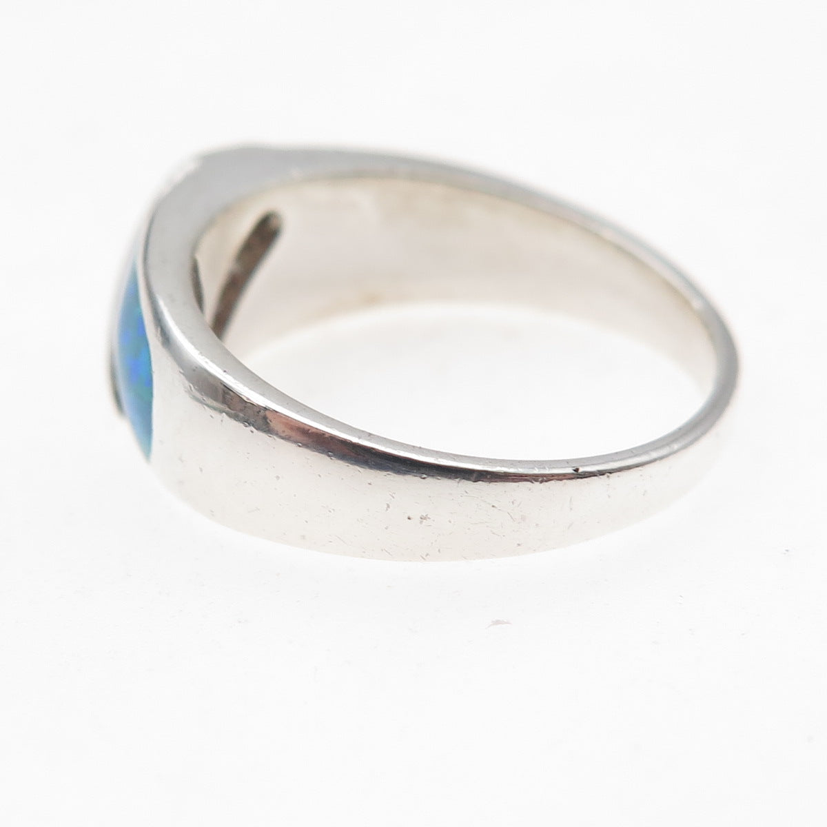 Opex 925 Sterling Silver Real Opal & Round-Cut C Z Ring Size 8