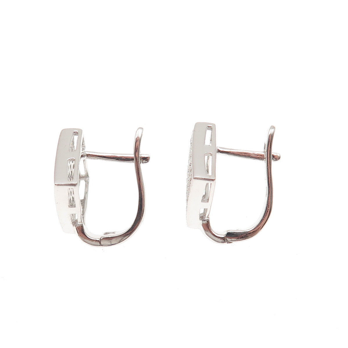 925 Sterling Silver Round-Cut C Z Sparkle Square Earrings