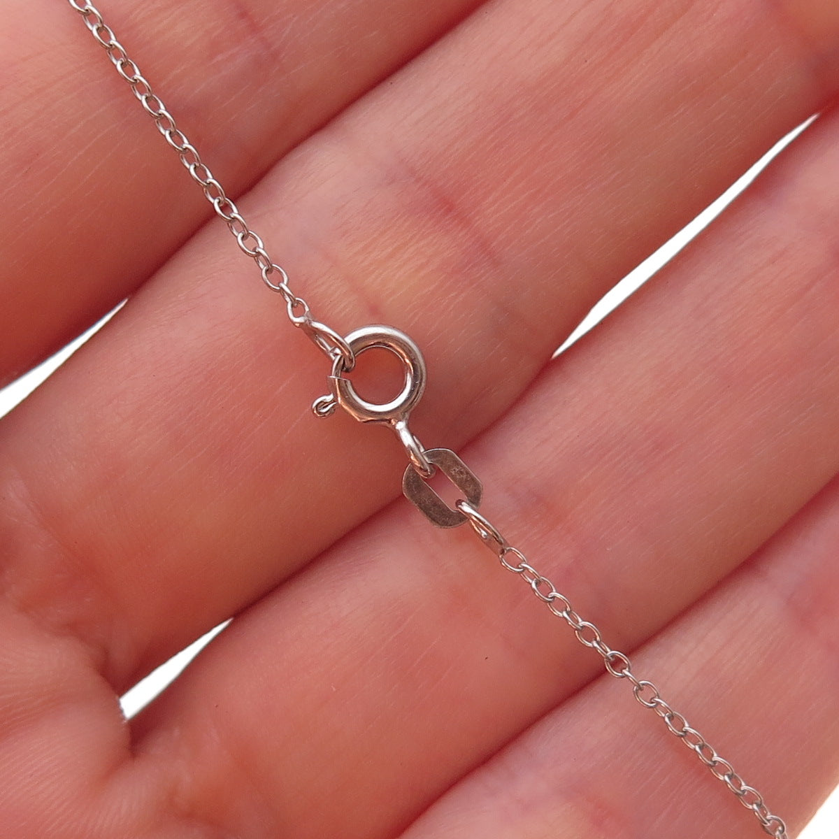 Joseph Schmid Sterling Silver Real Garnet & White Topaz Cable Chain Necklace 18"
