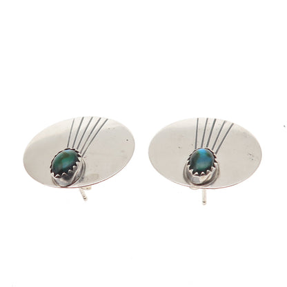 Old Pawn 925 Sterling Silver Vintage Southwestern Abalone Shell Disc Earrings