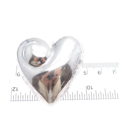 925 Sterling Silver Vintage Mexico Puffy Heart Pin Brooch / Pendant