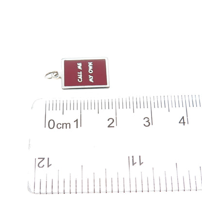 925 Sterling Silver Red Enamel Call Me My Own Minimalist Charm Pendant