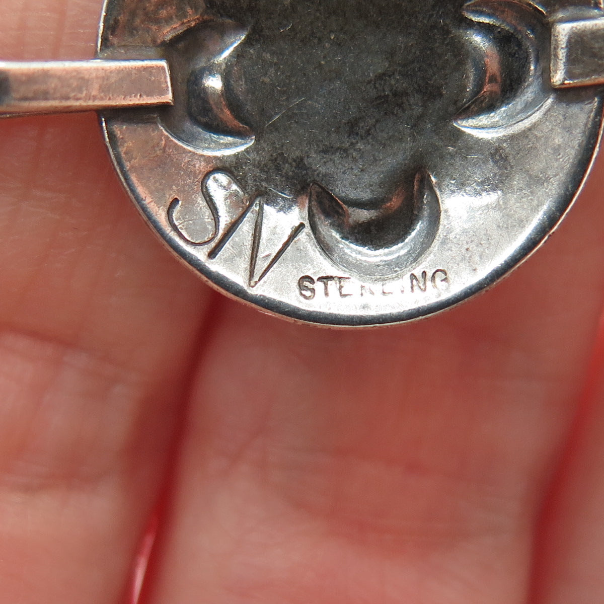 SHAWN NELSON NAVAJO Old Pawn 925 Sterling Vintage Turquoise Flower Bracelet 7"