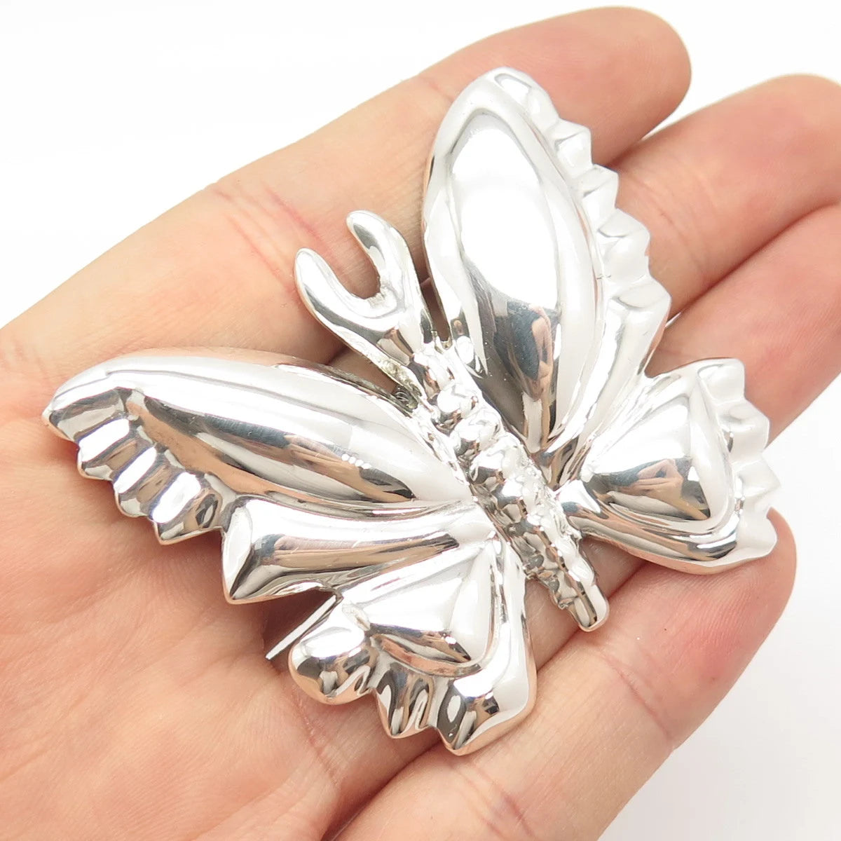 925 Sterling Silver Vintage Mexico Butterfly Hollow Pin Brooch