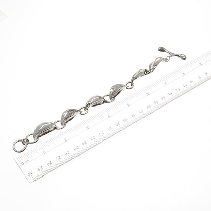 ROBERT LEE MORRIS 925 Sterling Silver Vintage Modernist Floral Bracelet 7.75"