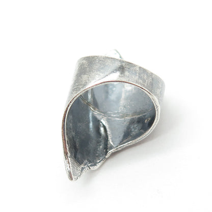 925 Sterling Silver Vintage Modernist Oxidized Ring Size 6.75