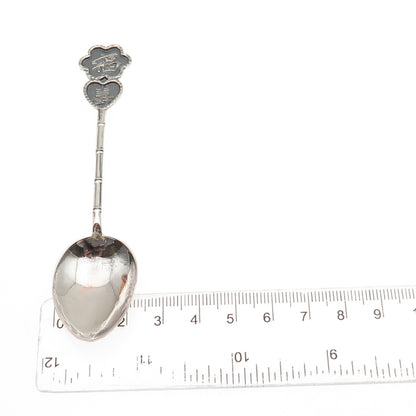 925 Sterling Silver Antique Chinese Fortune & Longevity Bamboo Coffee Spoon