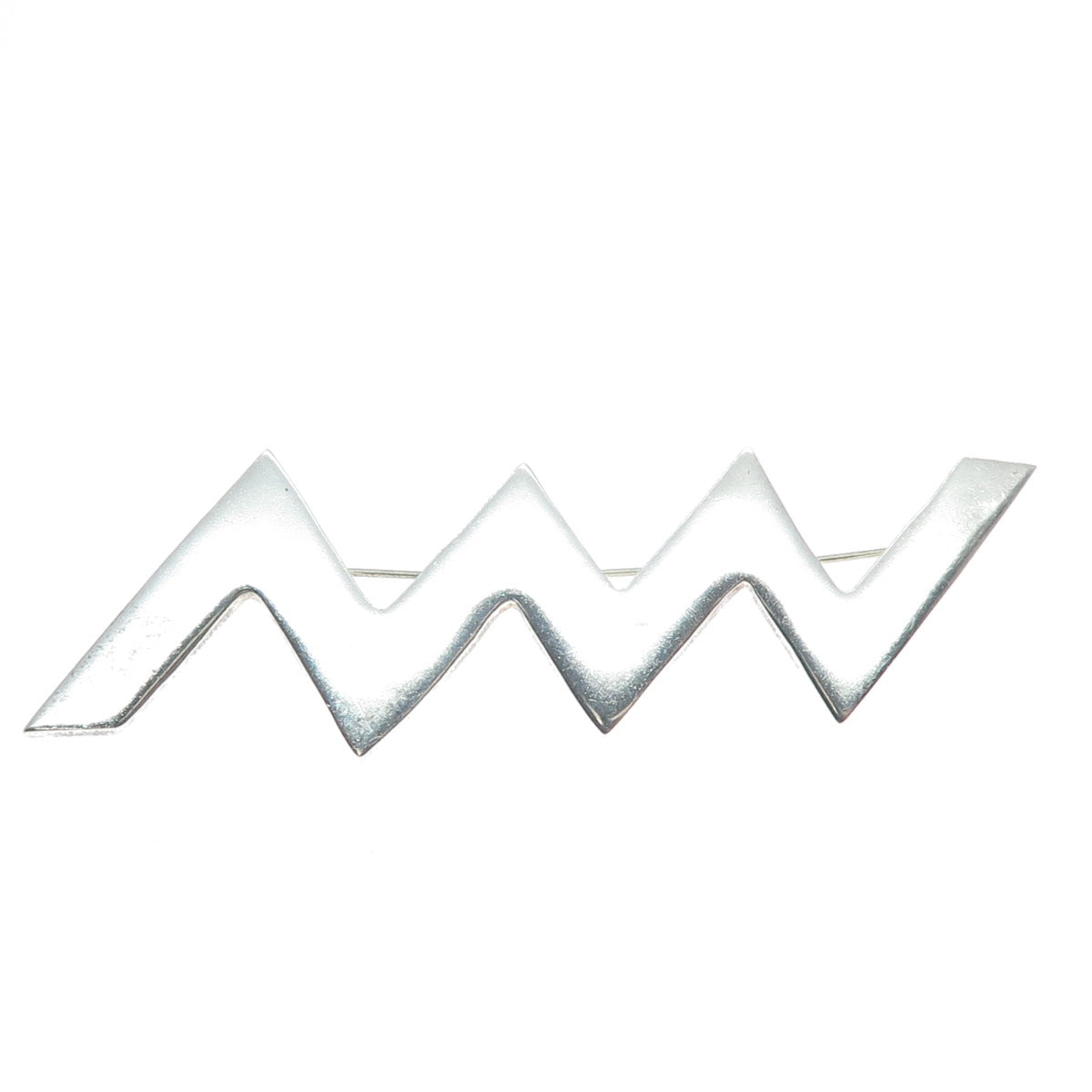 925 Sterling Silver Vintage Mexico Modernist Zig Zag Pin Brooch