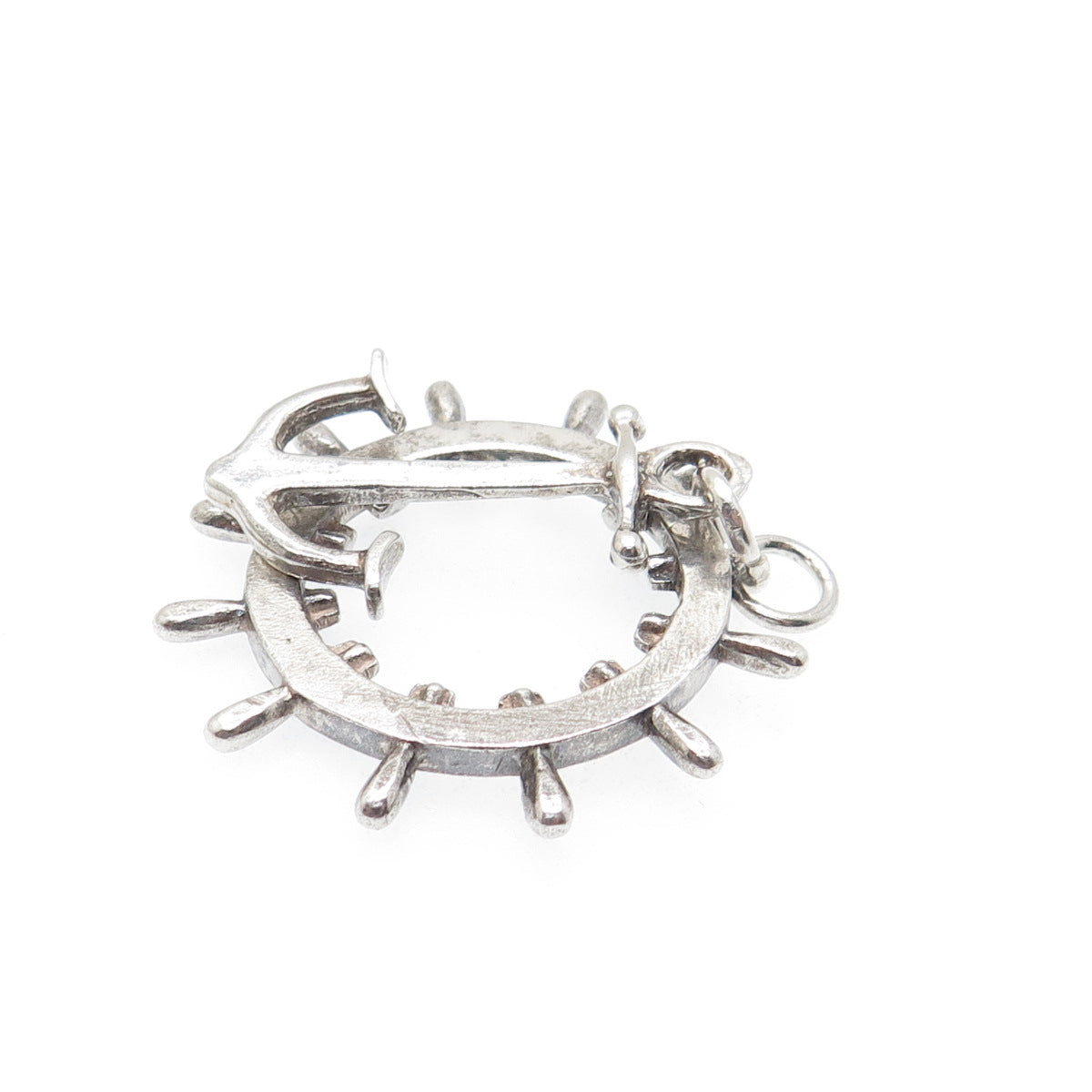 WILMOT & ROBERTS 925 Sterling Antique 1898 Birmingham Anchor Ship Wheel Pendant