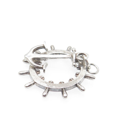 WILMOT & ROBERTS 925 Sterling Antique 1898 Birmingham Anchor Ship Wheel Pendant