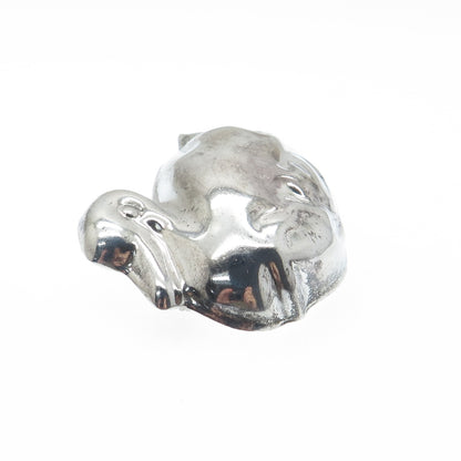 925 Sterling Silver Vintage Mexico Puffy Duck Pin Brooch / Pendant