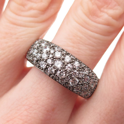 925 Sterling Silver Round-Cut C Z Sparkle Ring Size 10.5