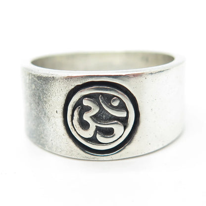 925 Sterling Silver Vintage Om Mantra Ring Size 7.75