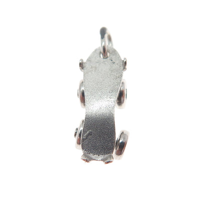 925 Sterling Silver Vintage Skateboard Minimalist Movable 3D Charm Pendant