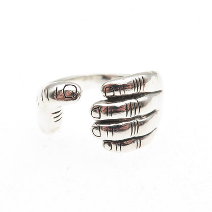 JAI by John Hardy 925 Sterling Silver I Love Hand Wrap Adjustable Ring Size 8.25